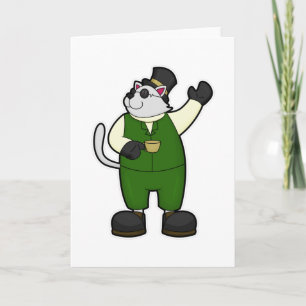 Carte Chat marié avec café et chapeau