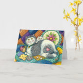 CARTE CHAT MÈRE & CUISINE, QUILTS EN PATCHWORK, PINCUSHI (Fleur jaune)