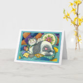 CARTE CHAT MÈRE & CUISINE, QUILTS EN PATCHWORK, PINCUSHI (Fleur jaune)