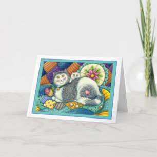 CARTE CHAT MÈRE & CUISINE, QUILTS EN PATCHWORK, PINCUSHI