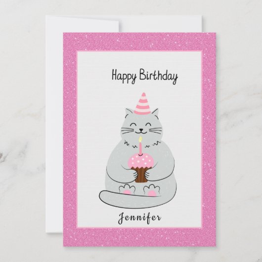 Carte Chat mignon Anniversaire Avec Message (Devant)