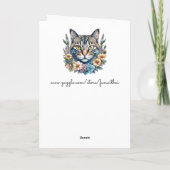 Carte Chat mignon dans les fleurs d'aquarelle Penser à v (Dos)