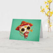 Carte Chat mignon de mariachi mexicain d'EL (Fleur jaune)