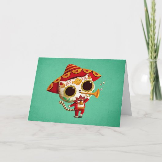 Carte Chat mignon de mariachi mexicain d'EL (Devant)