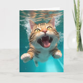 Carte Chat Mignon de Natation Plongeant Sous l'Eau dans (Devant)