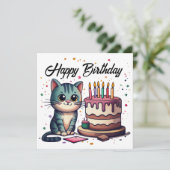 Carte Chat mignon Joyeux anniversaire (Debout devant)