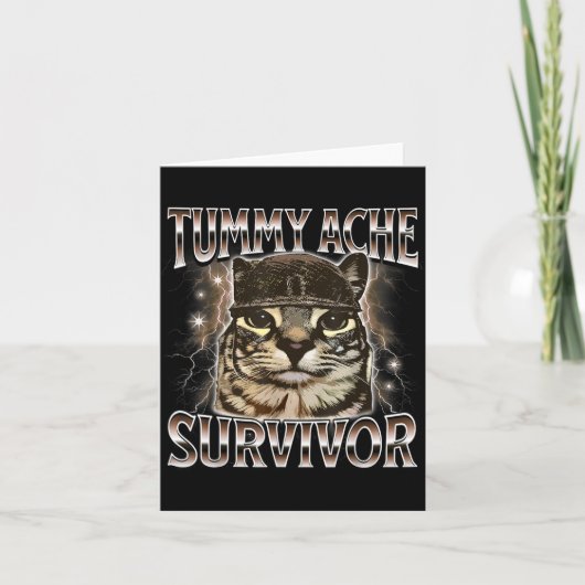 Carte Chat mignon survivant d'un mal de ventre (Devant)