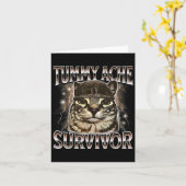 Carte Chat mignon survivant d'un mal de ventre (Fleur jaune)