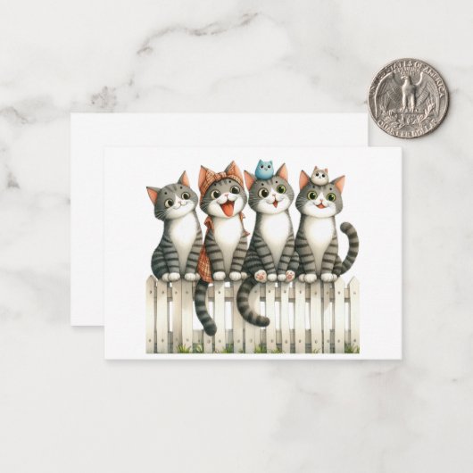 Carte chat mignonne (Devant/Arrière en situation)