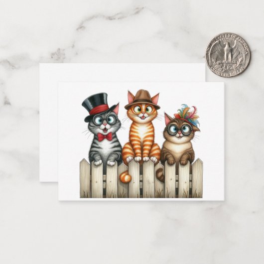 Carte chat mignonne (Devant/Arrière en situation)