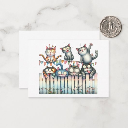 Carte chat mignonne (Devant/Arrière en situation)