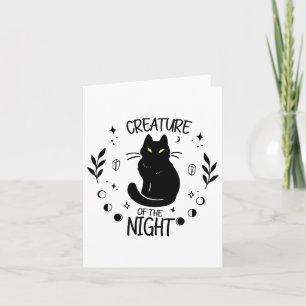 Carte Chat mignonne Halloween Nuit Automne Wiccan Femmes