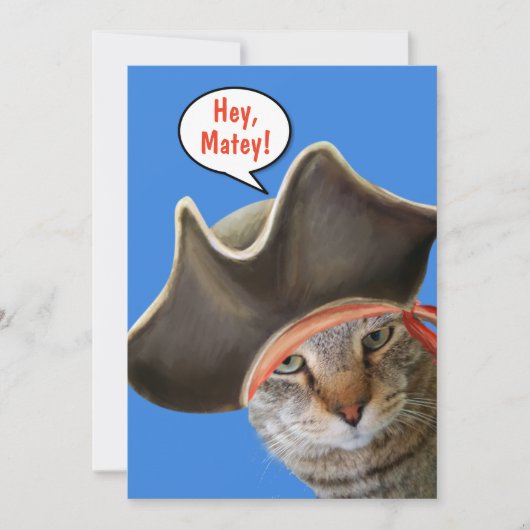 Carte Chat Mignonne Parler Comme Un Jour De Pirate (Devant)