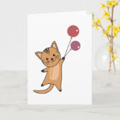 Carte Chat Mouche Avec Balloons Beaux Animaux (Fleur jaune)