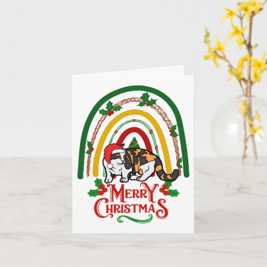 Carte Chat Munchkin Joyeux Noël (Fleur jaune)