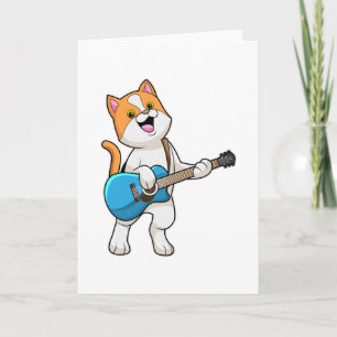 Carte Chat Musique avec guitare
