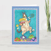 CARTE CHAT N'FITZ EN COUCHER D'ANNIVERSAIRE, GÂTEAU ET B (Devant)