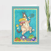 CARTE CHAT N'FITZ EN COUCHER D'ANNIVERSAIRE, GÂTEAU ET B (Devant)