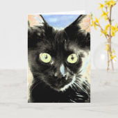 Carte chat noir (Fleur jaune)