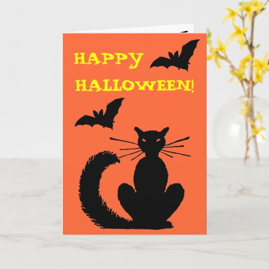 Carte Chat noir (Fleur jaune)