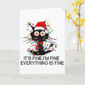 Carte Chat Noir Amusant Ça Va Je Suis Fin Tout Va Bien (Fleur jaune)