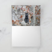 Carte Chat Noir Assis à l'Extérieur (Intérieur)