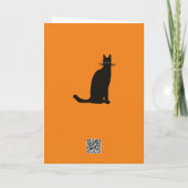 Carte Chat Noir Assis En Silhouette De Pose Élégante (Dos)