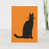 Carte Chat Noir Assis En Silhouette De Pose Élégante (Devant)