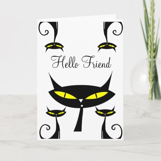 Carte Chat noir atomique moderne du milieu du XXe siècle (Devant)