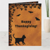 Carte Chat noir avec chauve-souris, Joyeux Thanksgiving (Devant)
