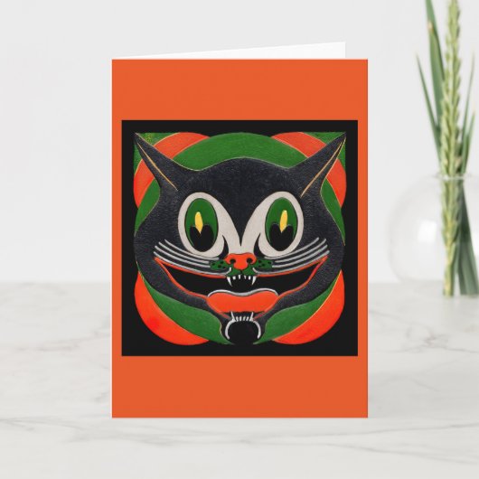 Carte Chat noir avec le sourire énorme (Devant)