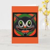 Carte Chat noir avec le sourire énorme (Fleur jaune)