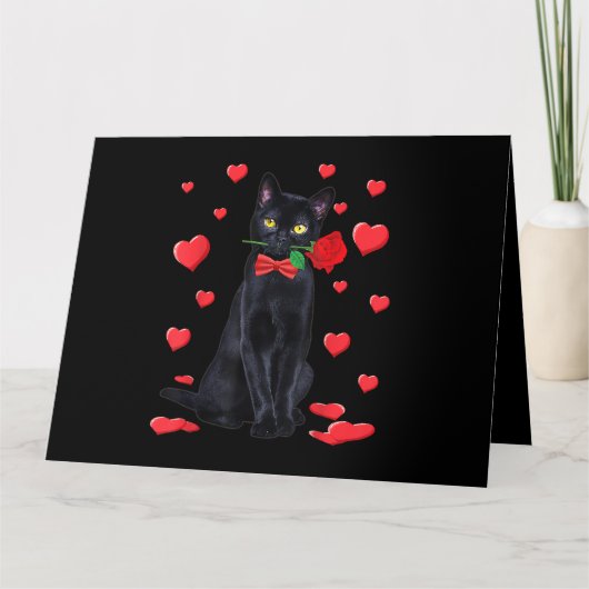 Carte Chat Noir Avec Rose Valentines Shirt Valentin Chat (Devant)