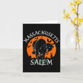 Carte Chat Noir Avec Skyline De Salem Machusetts Hallowe (Fleur jaune)