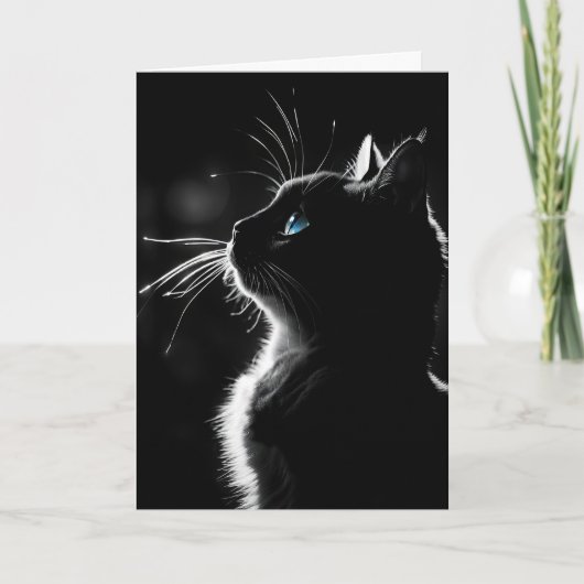 Carte Chat noir brillant d'anniversaire (Devant)