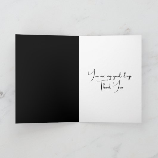 Carte Chat noir brillant Merci (Intérieur)