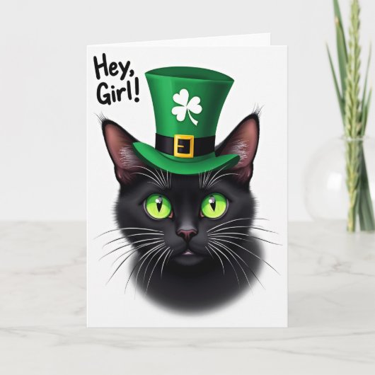 Carte Chat Noir Chapeau Vert (Devant)