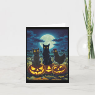 Carte Chat noir Chien Poulet Halloween Citrouille Épouva
