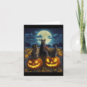 Carte Chat Noir Chien Poulet Halloween Citrouille Épouva