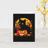 Carte Chat noir citrouille Halloween (Fleur jaune)