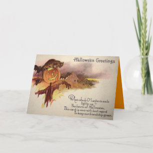 Carte Chat Noir Citrouille Jack O' Lantern Chauve-Souris