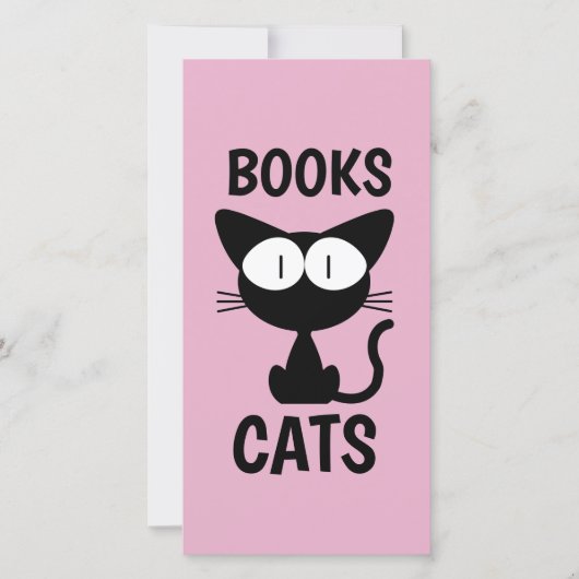 CARTE CHAT NOIR CUTE LIVRE SIGNETS (Devant)