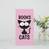 CARTE CHAT NOIR CUTE LIVRE SIGNETS (Debout devant)