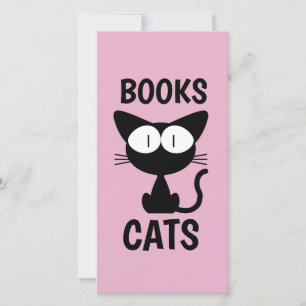 CARTE CHAT NOIR CUTE LIVRE SIGNETS