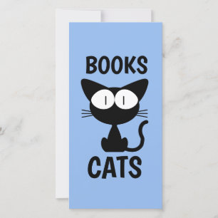 CARTE CHAT NOIR CUTE LIVRE SIGNETS