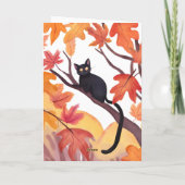 Carte Chat noir dans un arbre | Automne Fall Spooky Mign (Dos)