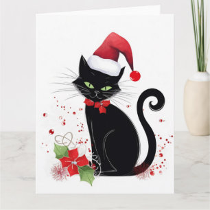 Carte Chat noir de fête