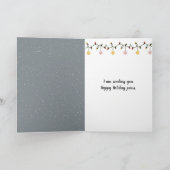 Carte Chat noir de Noël sur une clôture neigeuse (Intérieur)