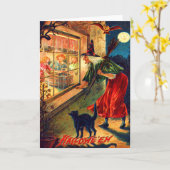 Carte Chat noir de observation de hibou d'enfants de (Fleur jaune)