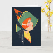 Carte Chat noir de sorcière d'art déco (Fleur jaune)